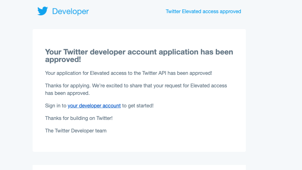 Email Confirmation for Elevated Access to Developer Twitter